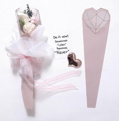 Конусный пакет для цветов Розовый 60 х 15 см